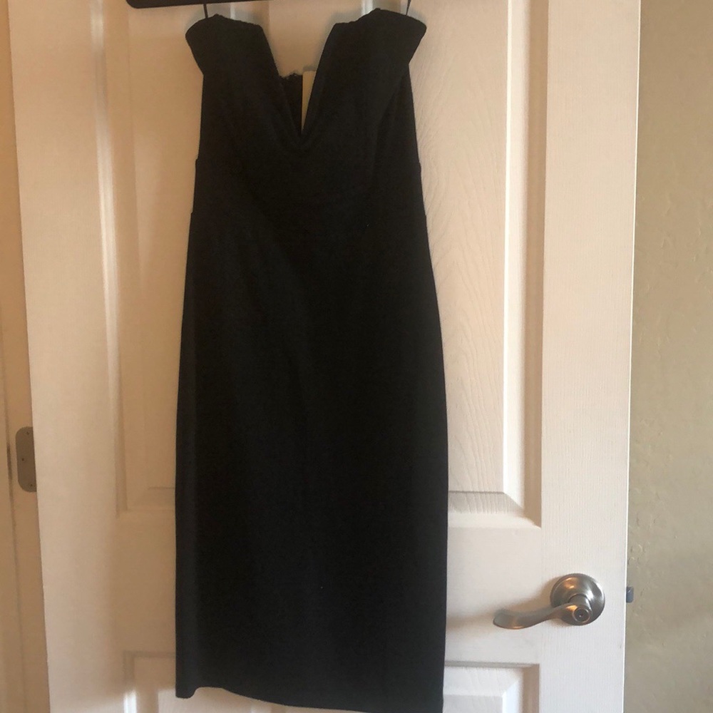 Low cut tube top black dress